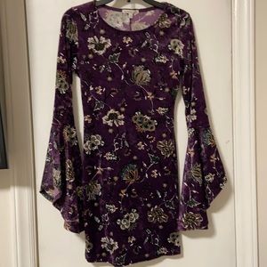 Purple with flower print dress size XS